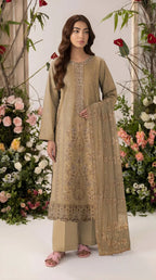 3 Pcs Women's Unstitched Plain Suit