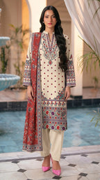 3 Pcs Women's Unstitched Printed Suit