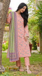 3 Pcs Women's Unstitched Printed Suit