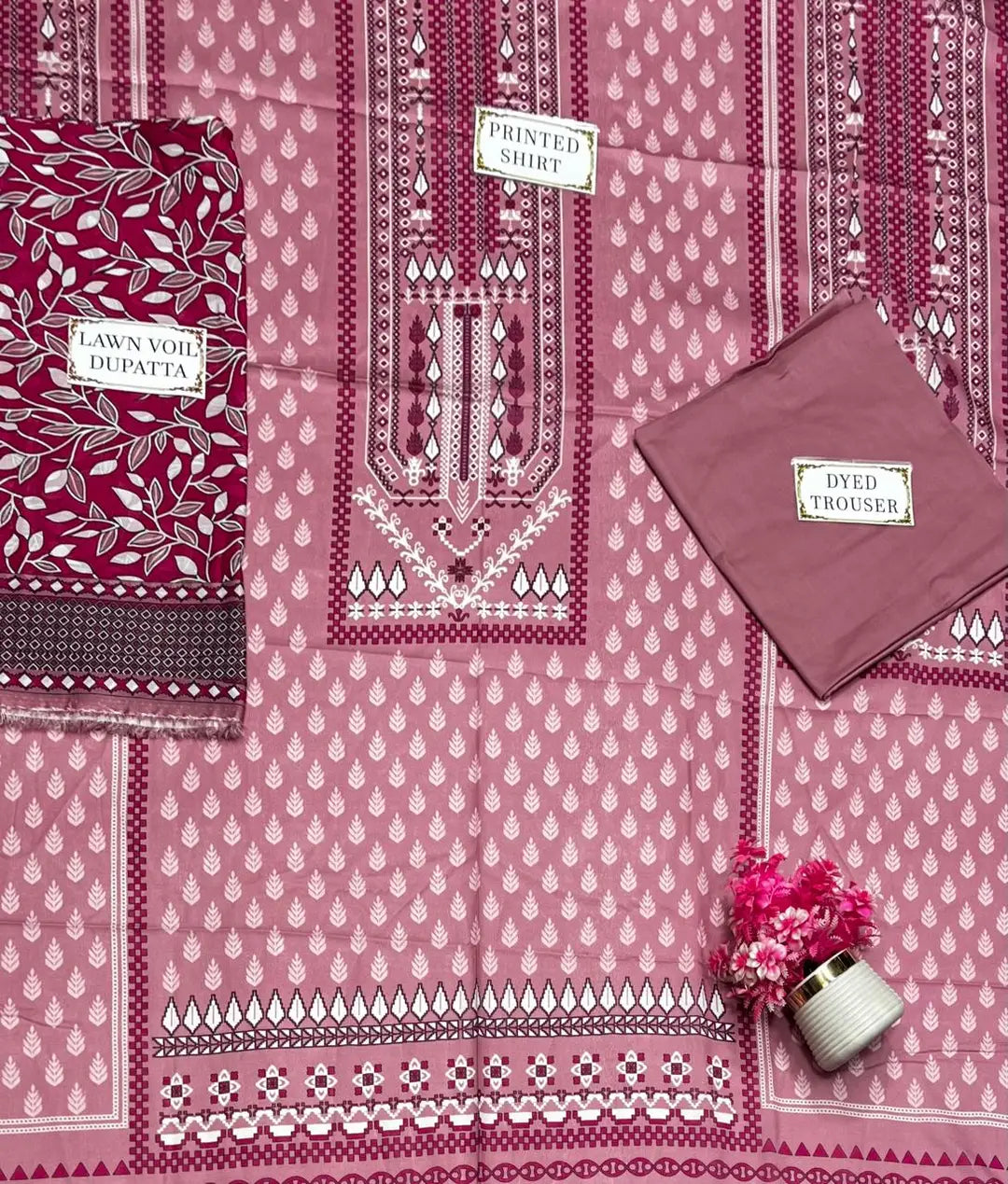 3 Pcs Women's Unstitched Printed Suit