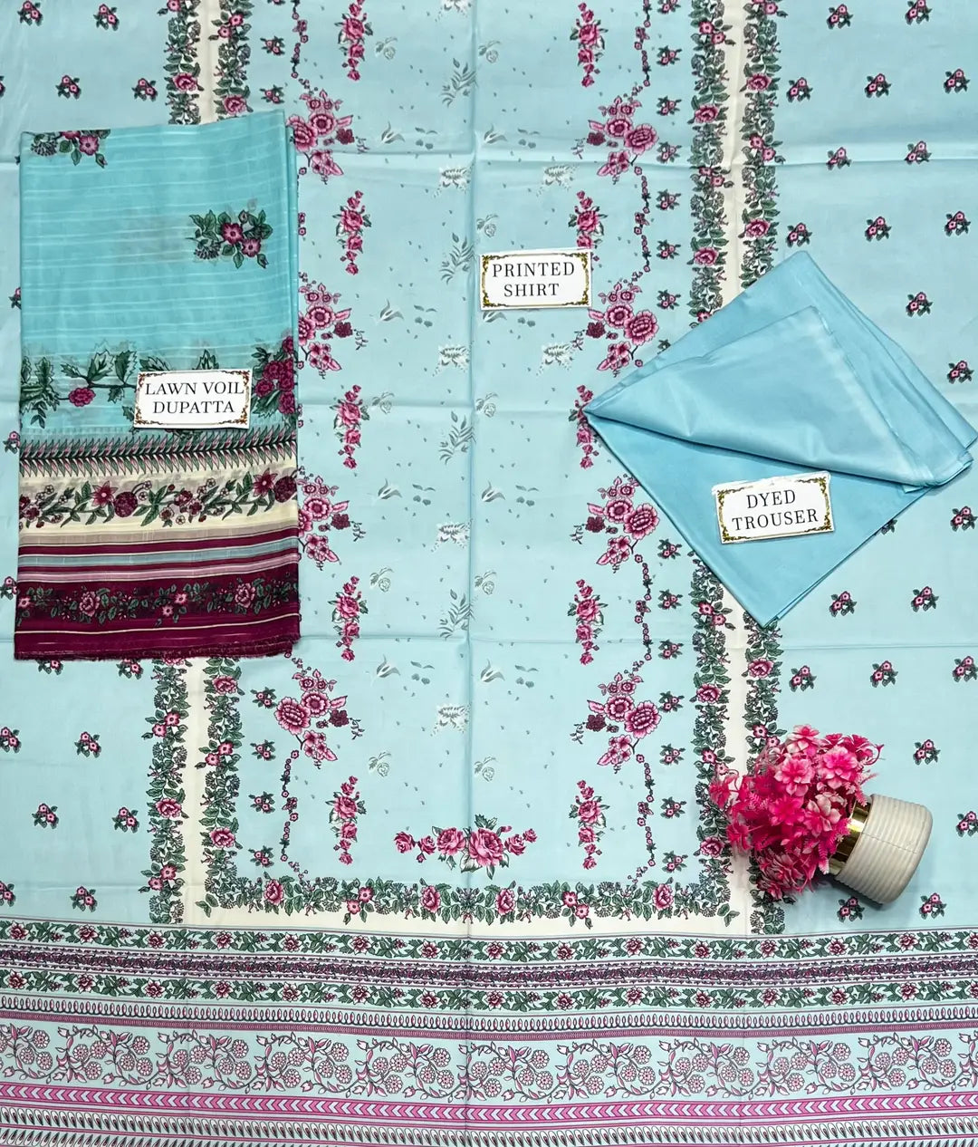 3 Pcs Women's Unstitched Printed Suit