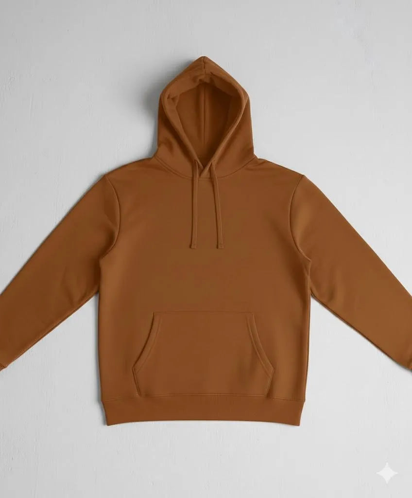 Men's Fleece Hoodie Brown Slim Fit Winter