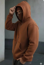 Brown Fleece Zipper Hoodie for Men Winter Wear
