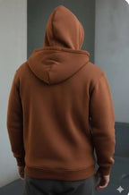 Brown Fleece Zipper Hoodie for Men Winter Wear
