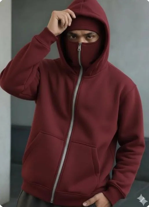 Maroon Fleece Hoodie for Men, Warm, Stylish, New Arrival