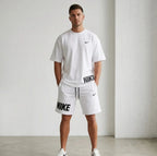 Men Dri Fit Printed Track Suit White 2 Pcs