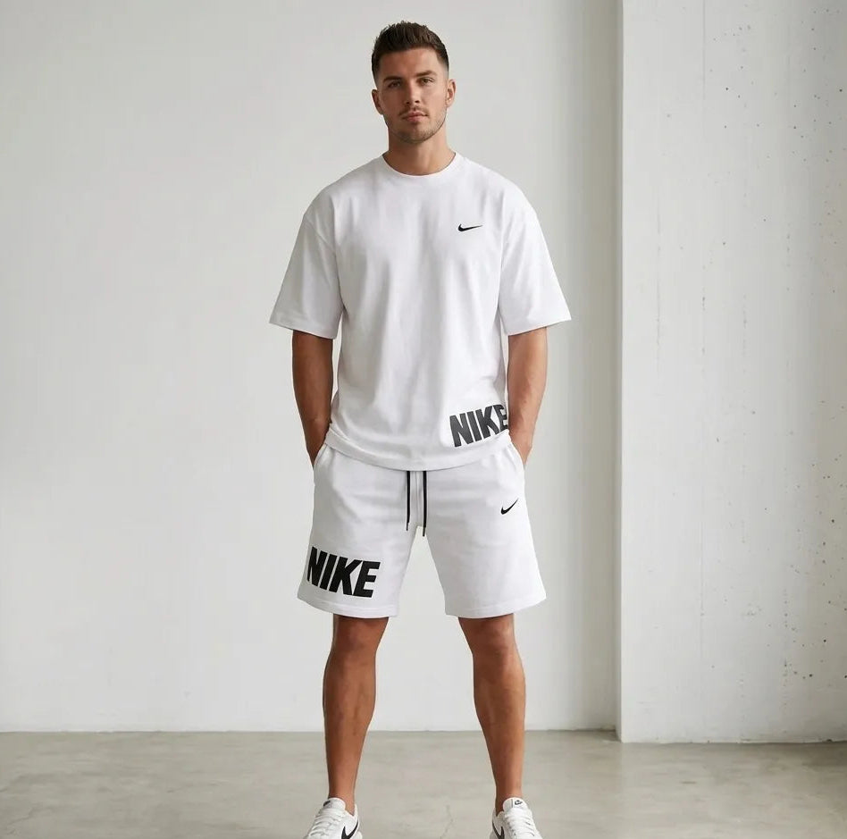Men Dri Fit Printed Track Suit White 2 Pcs
