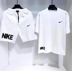 Men Dri Fit Printed Track Suit White 2 Pcs