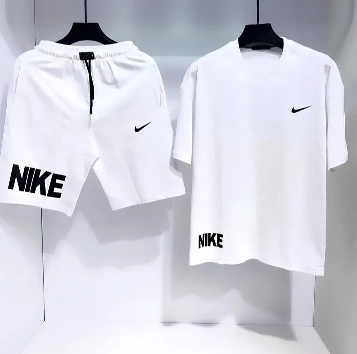 Men Dri Fit Printed Track Suit White 2 Pcs