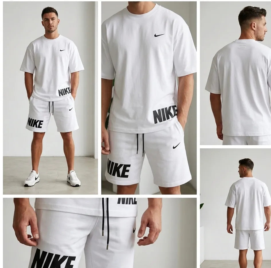 Men Dri Fit Printed Track Suit White 2 Pcs