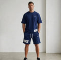 Men Dri Fit Printed Track Suit Blue 2 Pcs Slim Fit