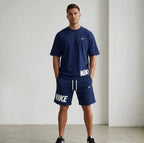 Men Dri Fit Printed Track Suit Blue 2 Pcs Slim Fit