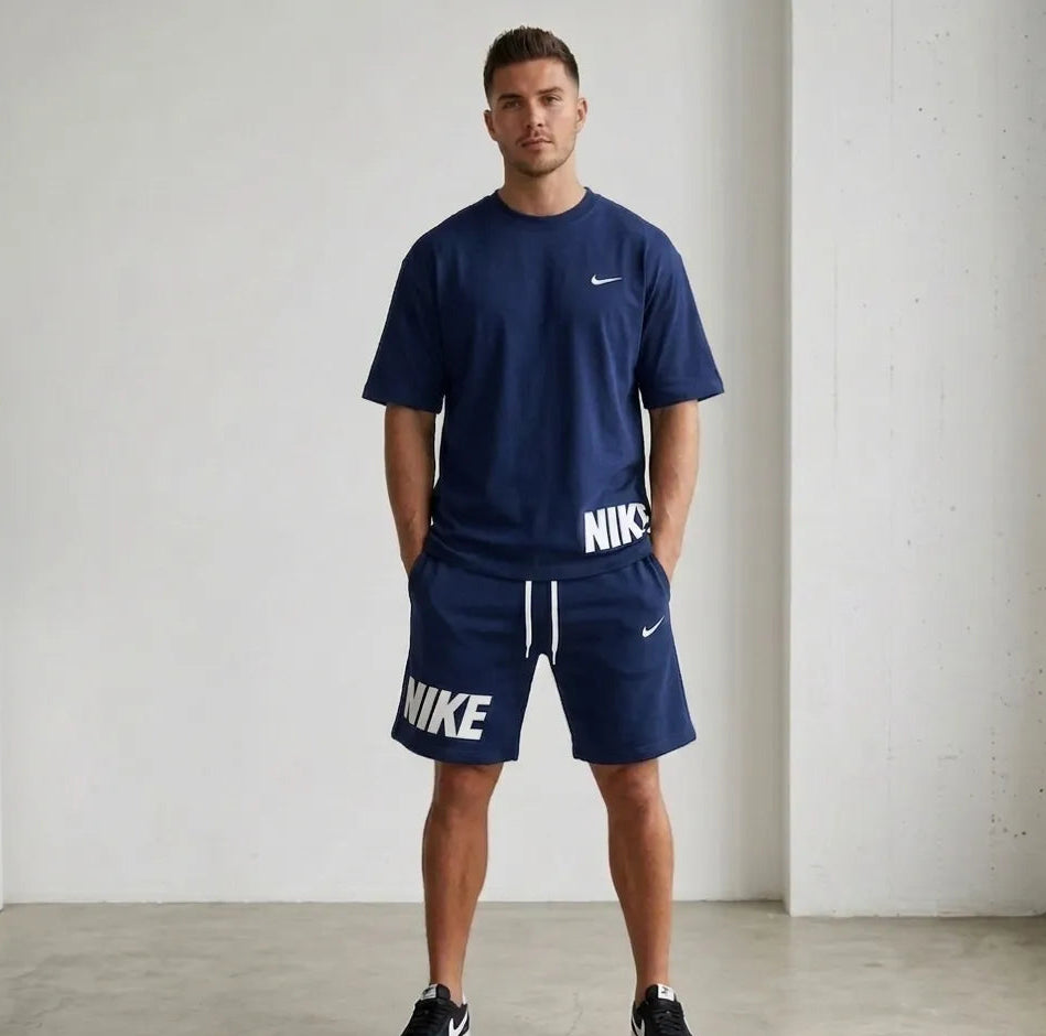 Men Dri Fit Printed Track Suit Blue 2 Pcs Slim Fit