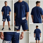 Men Dri Fit Printed Track Suit Blue 2 Pcs Slim Fit