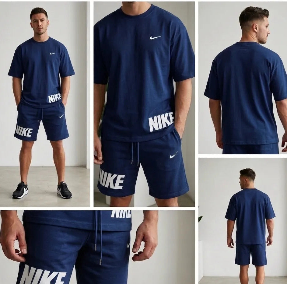 Men Dri Fit Printed Track Suit Blue 2 Pcs Slim Fit