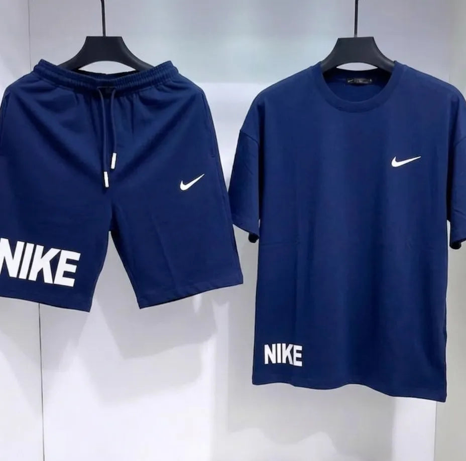 Men Dri Fit Printed Track Suit Blue 2 Pcs Slim Fit
