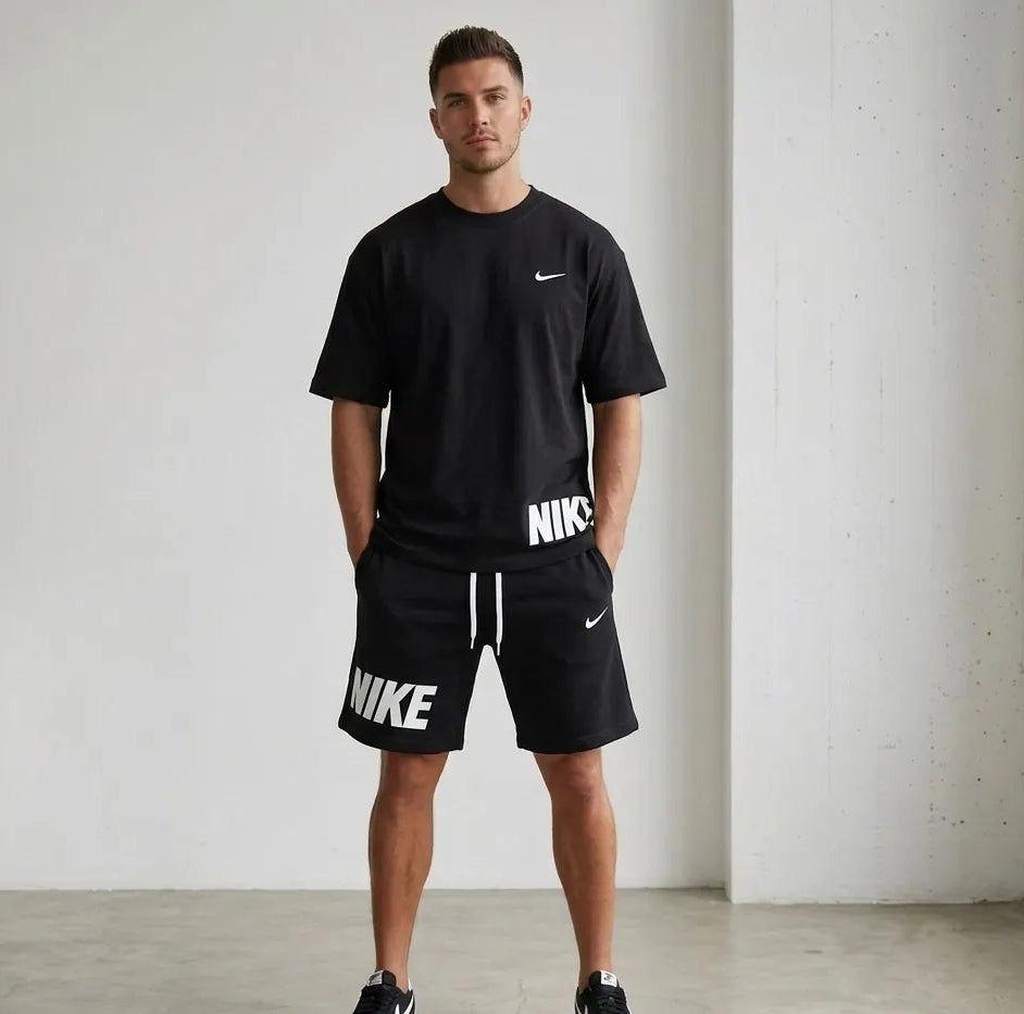 Men Dri Fit Printed Track Suit Black 2 Pcs Slim Fit