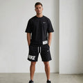 Men Dri Fit Printed Track Suit Black 2 Pcs Slim Fit