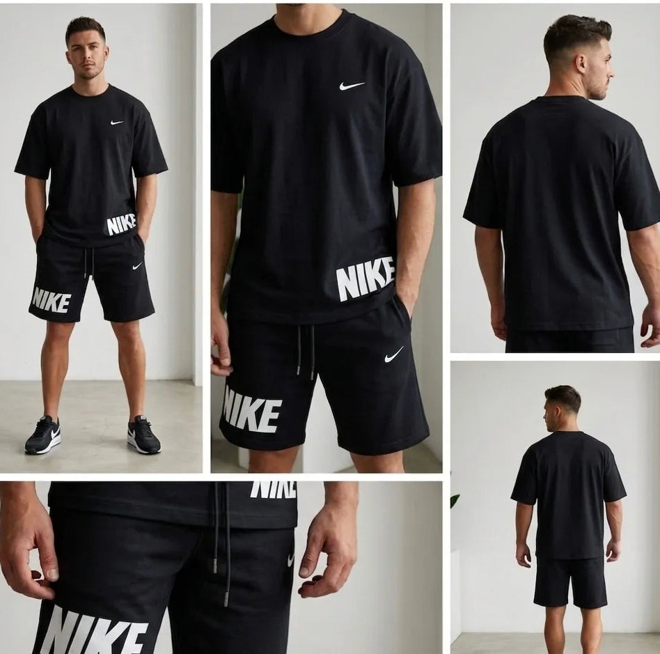 Men Dri Fit Printed Track Suit Black 2 Pcs Slim Fit