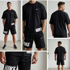 Men Dri Fit Printed Track Suit Black 2 Pcs Slim Fit