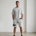 Men Dri Fit Printed Track Suit Grey 2 Pcs Slim Fit