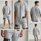 Men Dri Fit Printed Track Suit Grey 2 Pcs Slim Fit