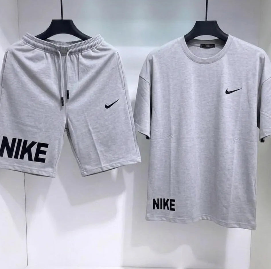 Men Dri Fit Printed Track Suit Grey 2 Pcs Slim Fit