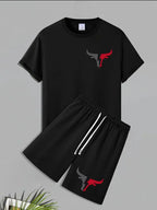 1 Pc Men's Polyester Printed T-Shirt & Shorts Tracksuit