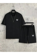 2 Pcs Men's Polyester Printed T-Shirt & Shorts Full Tracksuit
