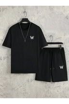 2 Pcs Men's Polyester Printed T-Shirt & Shorts Full Tracksuit