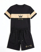 2 Pcs Polyester Printed T-Shirt & Shorts Tracksuit