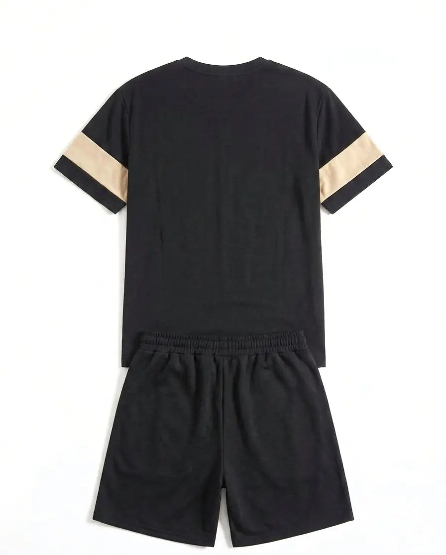 2 Pcs Polyester Printed T-Shirt & Shorts Tracksuit