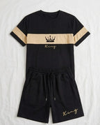 2 Pcs Polyester Printed T-Shirt & Shorts Tracksuit