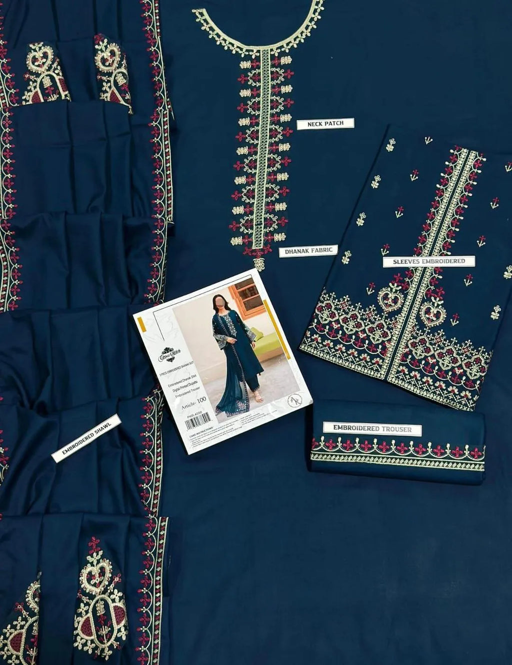 3 Pcs Women's Unstitched Embroidered Suit