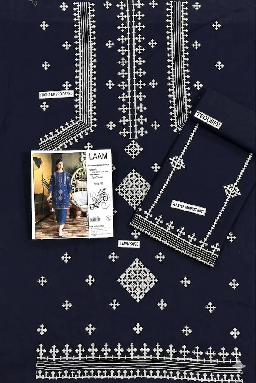 2 Pcs Women's Unstitched Embroidered Suit