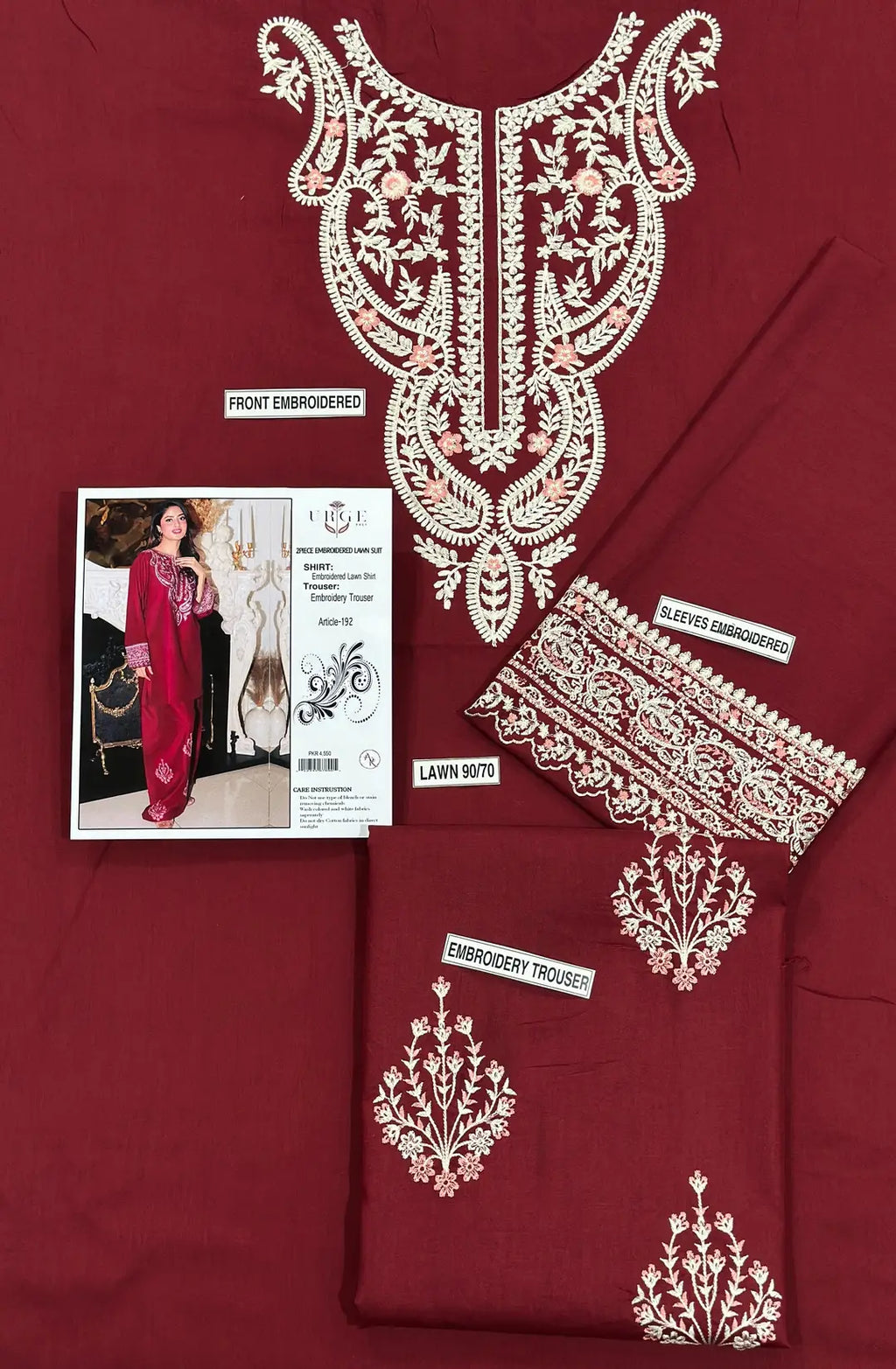 2 Pcs Women's Unstitched Embroidered Suit
