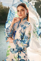 Digital Printed Lawn 3Pc Set Blue Floral Unstitched