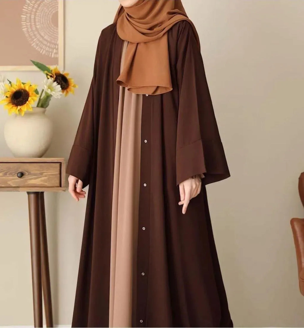 Women Brown Georgette Abaya with Stoller 23" Chest 54"