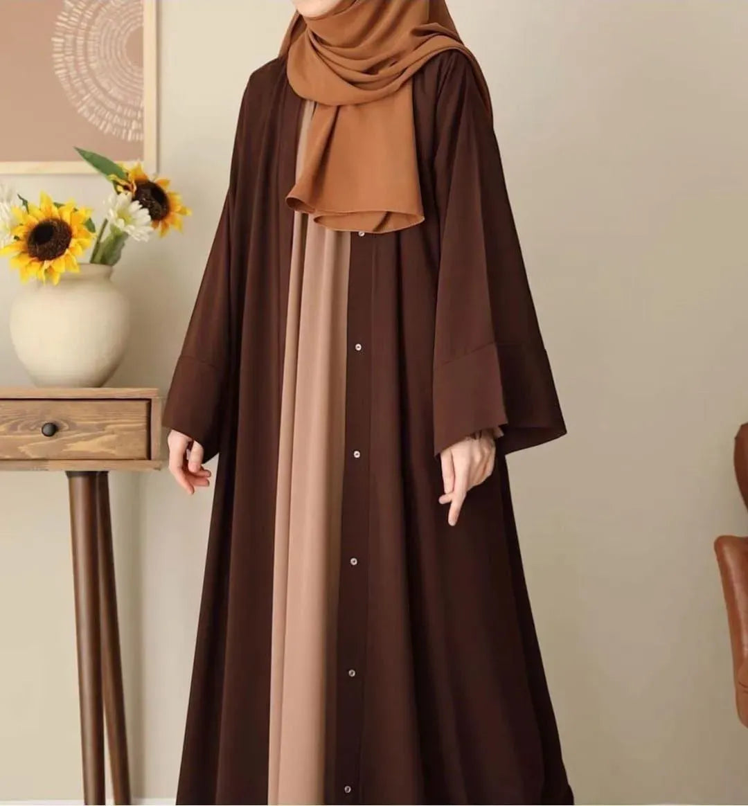Women Brown Georgette Abaya with Stoller 23" Chest 54"