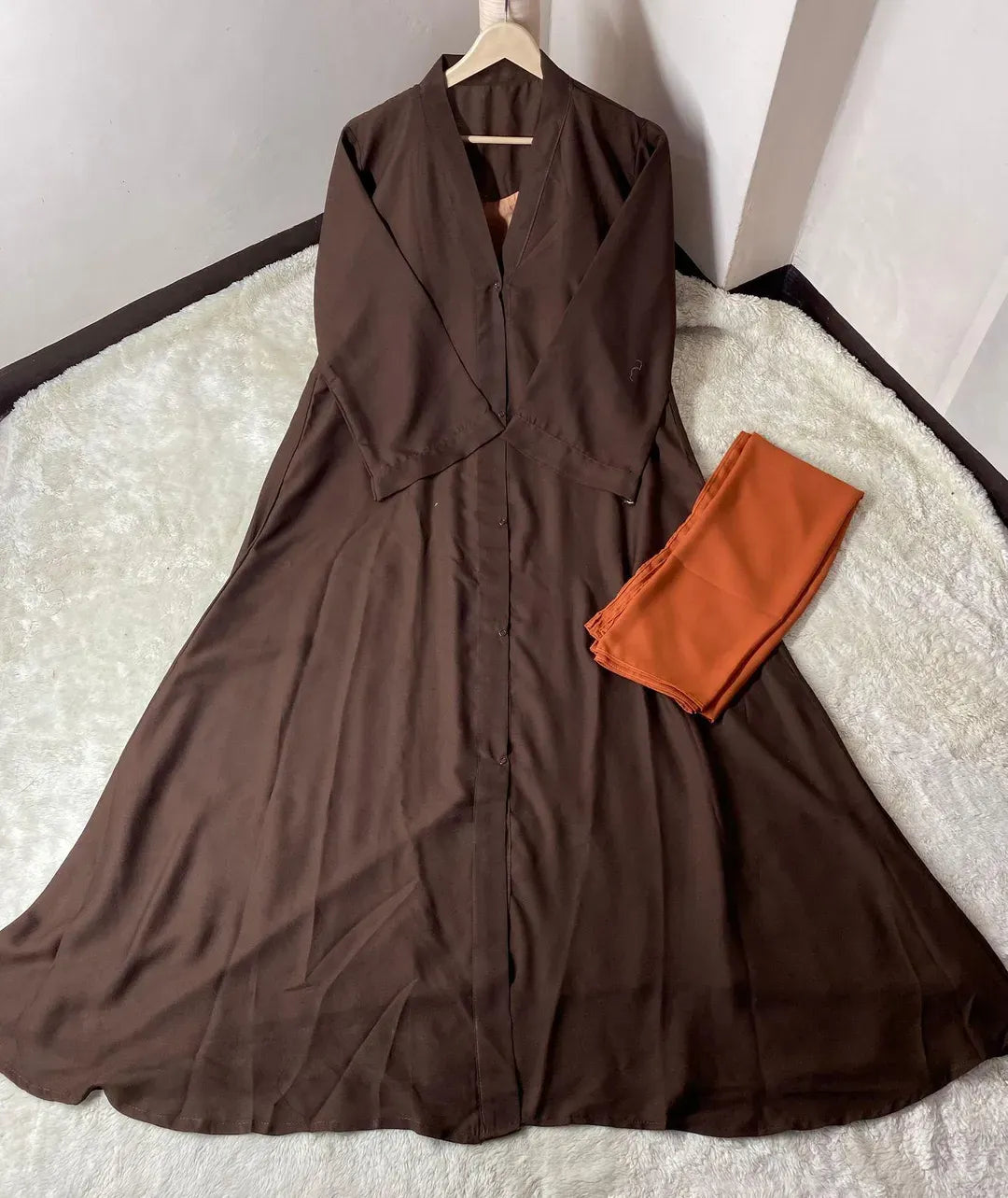 Women Brown Georgette Abaya with Stoller 23" Chest 54"