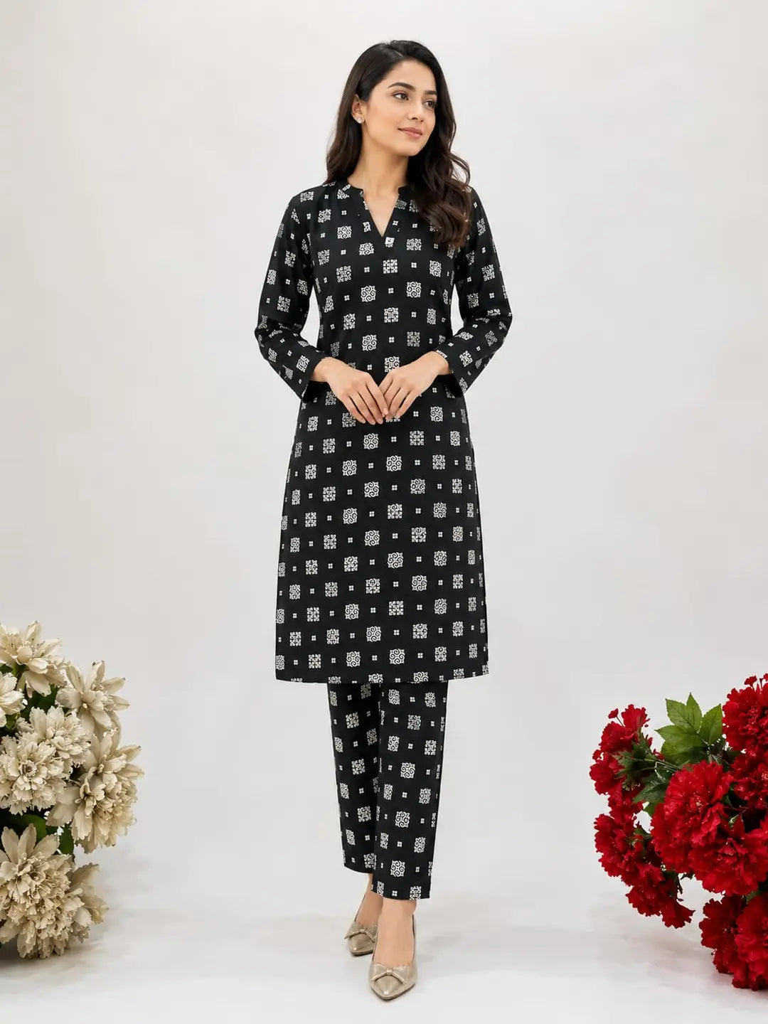 2 Pcs Women's Unstitched Printed Suit