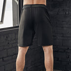 Men Black Elastic Waist Sports Shorts