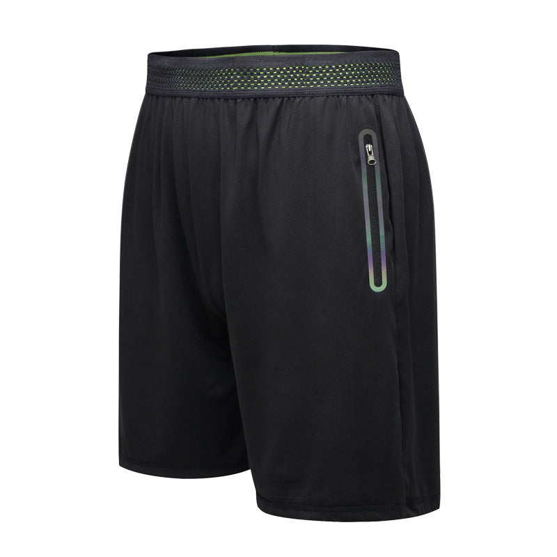 Men Black Elastic Waist Sports Shorts