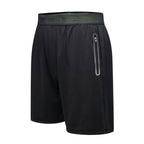 Men Black Elastic Waist Sports Shorts