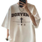 Men Waffle Short Sleeve T-Shirt White Casual Summer Style