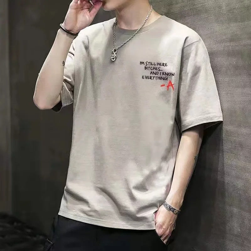 Men Slim Fit T-Shirt Bal Khaki Plus Size Summer