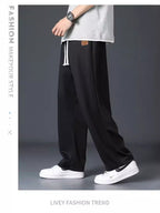 Men Loose Breathable Ice Silk Pants Khaki Summe