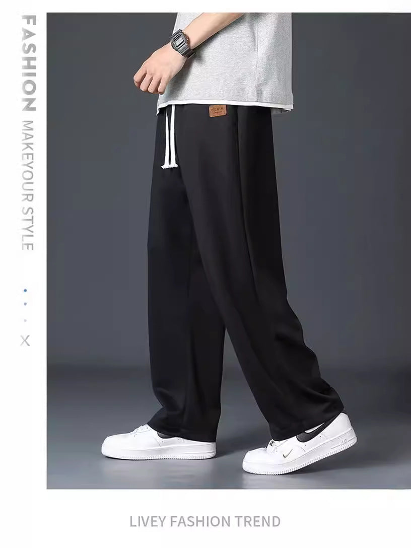 Men Loose Breathable Ice Silk Pants Khaki Summe