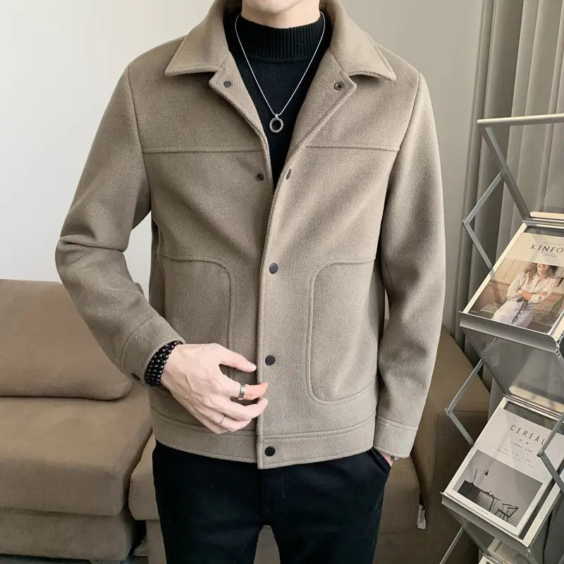 Men's Slim Fit Wool Jacket Winter Korean Style