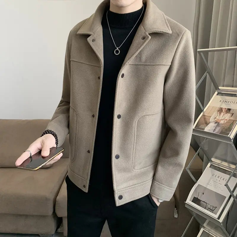 Men's Slim Fit Wool Jacket Winter Korean Style